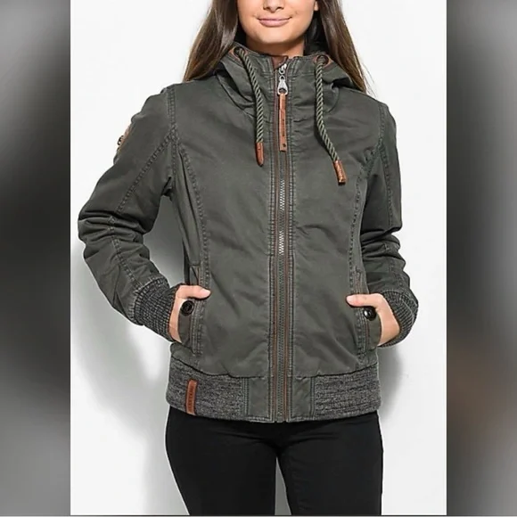 Naketano Women's Olive Hooded Jacket Sz Small - Picture 2 of 16